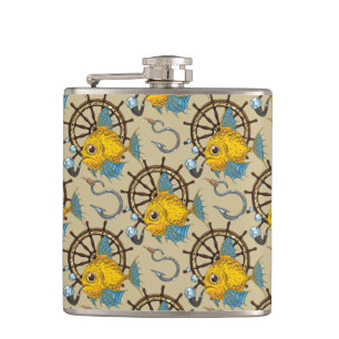 Kapitän zur See-Fisch-Muster Flachmann