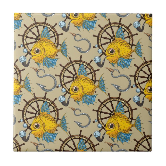 Kapitän zur See-Fisch-Muster Fliese (Vorderseite)