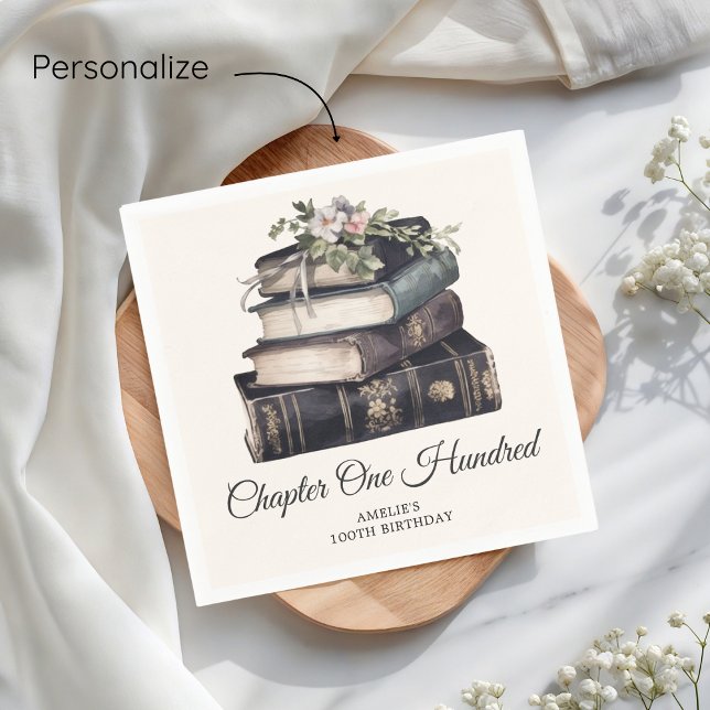 Kapitel 100 Vintages Buch 100 Geburtstag Serviette (Von Creator hochgeladen)