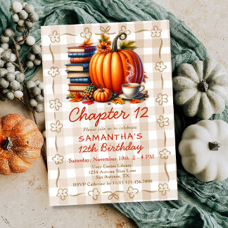 Kapitel 12 Buch Storybook Herbst 12. Geburtstagsfe Einladung