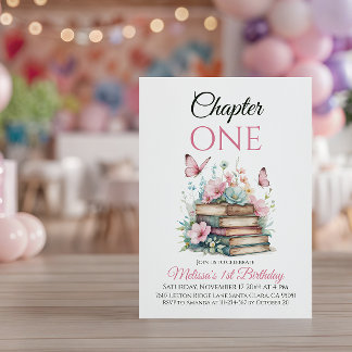 Kapitel 1 1 Girl Storybook Buch Erstgeburt Einladung