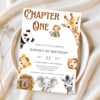 Kapitel 1 Storybook Jungle Safari 1. Geburtstag Einladung