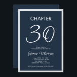 Kapitel 30 Navy Blue 30. Geburtstag Party Einladung<br><div class="desc">Moderne und minimale "Kapitel 30" Einladung für ein 30. Party. Personalisieren Sie es mit ihrem Namen und den Party-Details,  einschließlich Datum,  UAWG und alle weiteren Informationen benötigt. Design mit marineblau Hintergrund.</div>