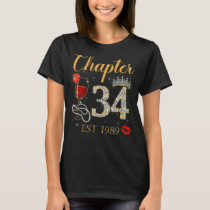 Kapitel 34 Jahre EST 1989 34. Geburtstag Rote Rose T-Shirt