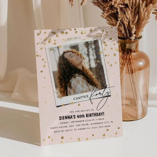 Kapitel 4 Spaß Modernes Foto 40. Geburtstag Einladung