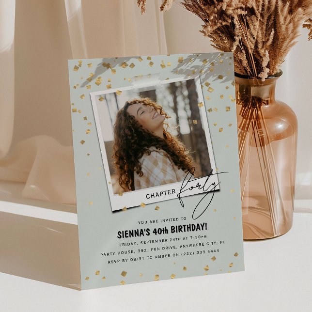 Kapitel 4 Spaß Modernes Foto 40. Geburtstag Einladung (Von Creator hochgeladen)