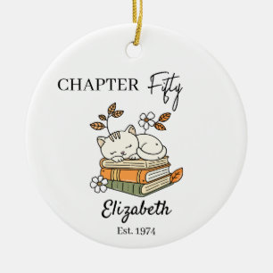 Kapitel 50 Katzenbuch-Ornament, Geschenke zum 50. Keramik Ornament