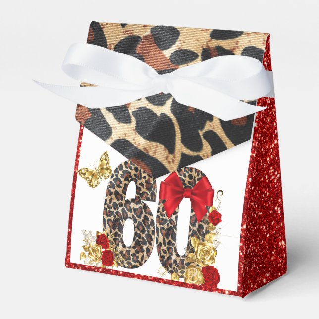 Kapitel 60 Red & Gold Leopard 60. Geburtstag Geschenkschachtel (Vorderseite)