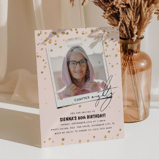 Kapitel Achtzig Spaß Modernes Foto 80. Geburtstag Einladung