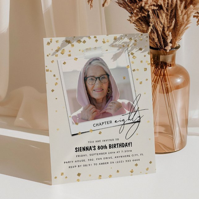 Kapitel Achtzig Spaß Modernes Foto 80. Geburtstag Einladung (Von Creator hochgeladen)