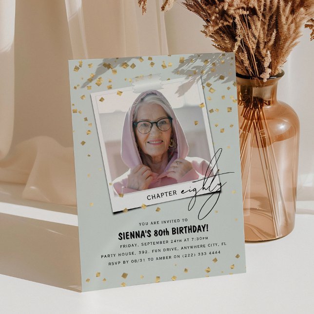 Kapitel Achtzig Spaß Modernes Foto 80. Geburtstag Einladung (Von Creator hochgeladen)