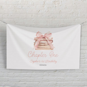Kapitel Eins Rosa Schleife Bücher 1. Geburtstagsfe Banner