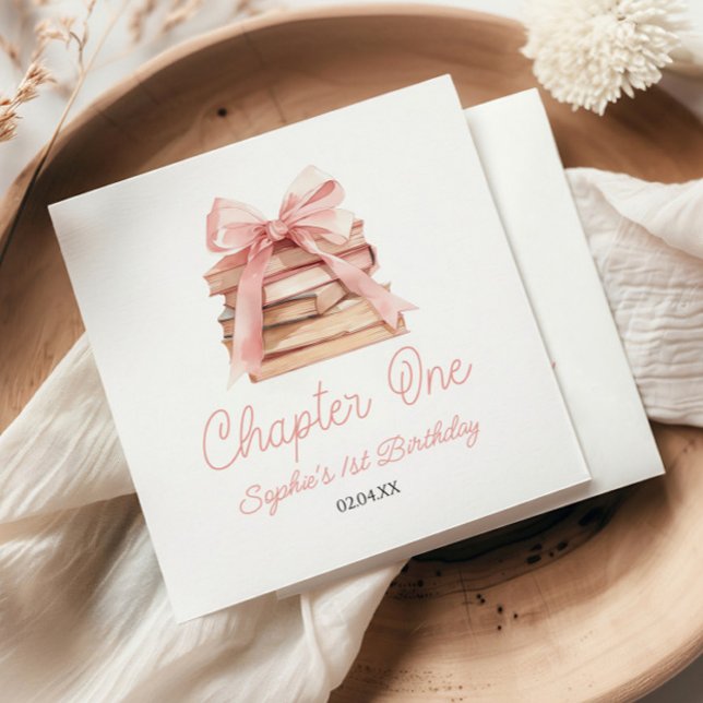 Kapitel Eins Rosa Schleife Bücher 1. Geburtstagsfe Serviette (Von Creator hochgeladen)