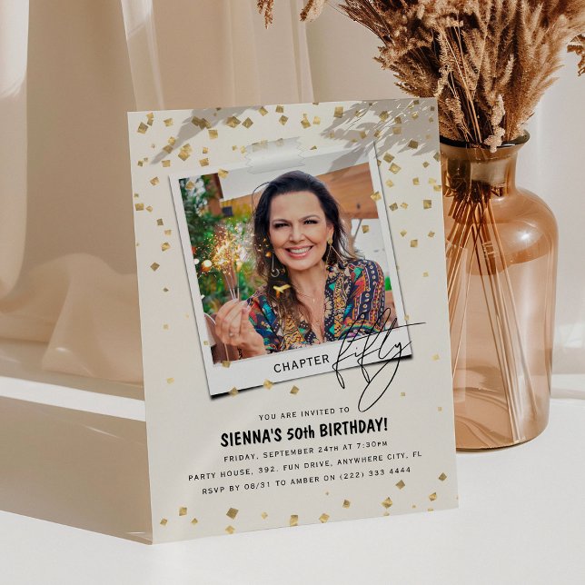 Kapitel Fünfzig Spaß Modernes Foto 50. Geburtstag Einladung (Von Creator hochgeladen)