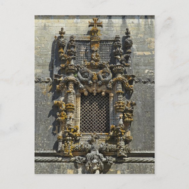 Kapitel Haus Fenster in Tomar. Portugal Postkarte (Vorderseite)
