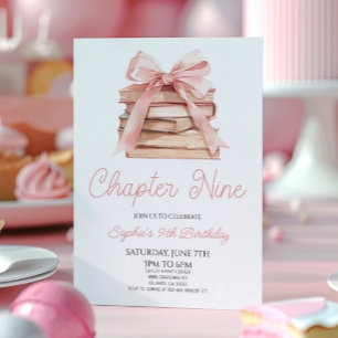 Kapitel Neun Pink Bow Bücher 9. Geburtstagsfeier Einladung