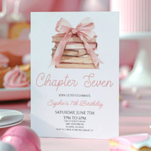 Kapitel Sieben Pink Bow Bücher 7. Geburtstagsfeier Einladung