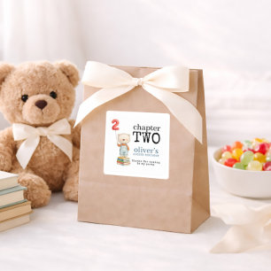 Kapitel Zwei Bär Bücher Junge 2. Geburtstag Danke Quadratischer Aufkleber