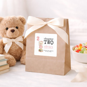 Kapitel Zwei Bär Bücher Mädchen 2. Geburtstag Dank Quadratischer Aufkleber
