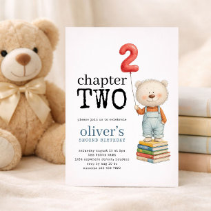 Kapitel Zwei Teddybär Bücher Junge 2. Geburtstag Einladung