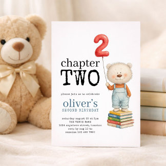 Kapitel Zwei Teddybär Bücher Junge 2. Geburtstag Einladung