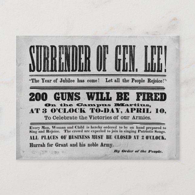 Kapitulation von General Lee Postkarte (Vorderseite)