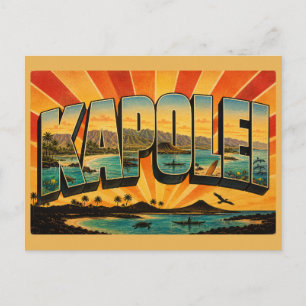 Kapolei Hawaii Lagunen Strand Berg Kunst Postkarte