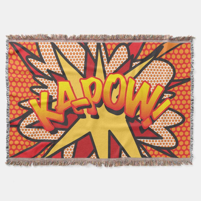 KAPOW Fun Retro Comic Pop Kunst Decke (Vorderseite)
