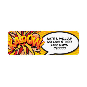 KAPOW Lustige Retro-Comic-Adresse im Pop-Art-Stil