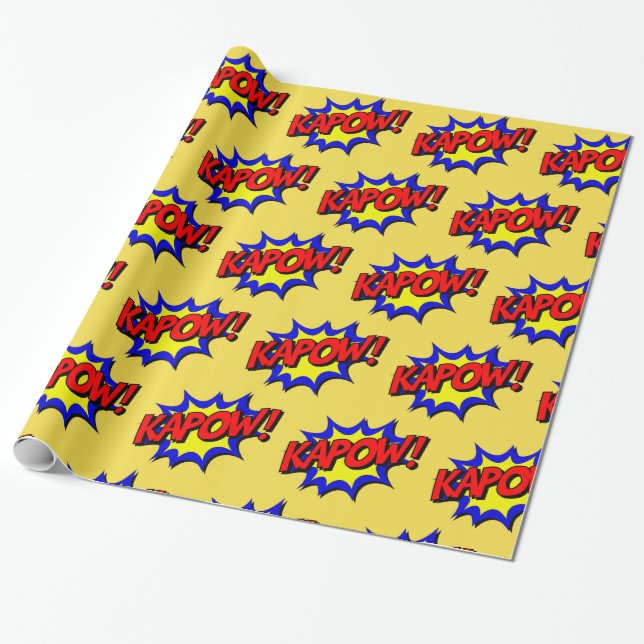 Kapow Pop Art Superhero Geschenkpapier (Ungerollt)