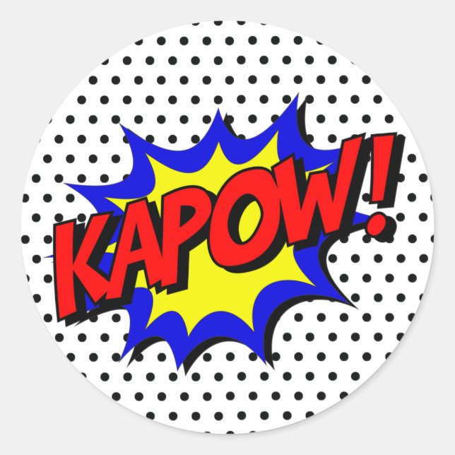 Kapow Pop Art Superpower Hero Geburtstagsaufkleber Runder Aufkleber (Vorderseite)