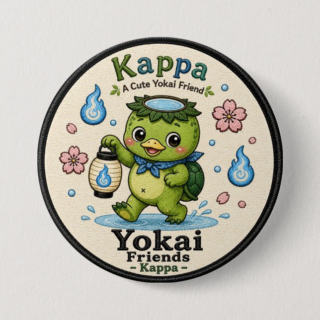 Kappa Yokai Friends Cute Pin Button (Vorderseite)