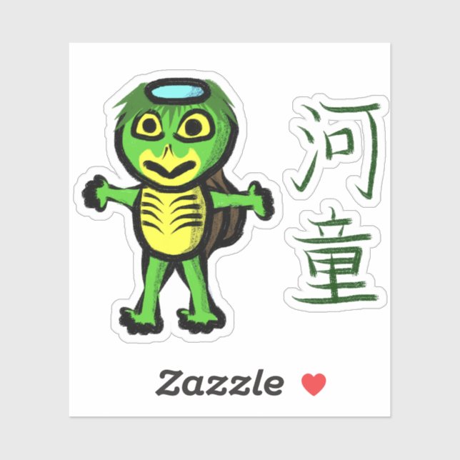 Kappa-Youkai mit Kanji Aufkleber (Blatt)