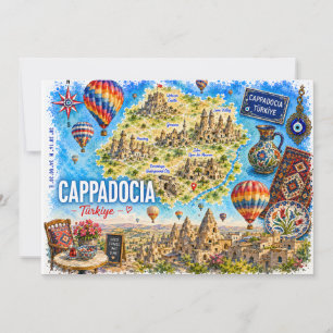Kappadokien Türkei Aquarell-Reisepostkarte Einladung