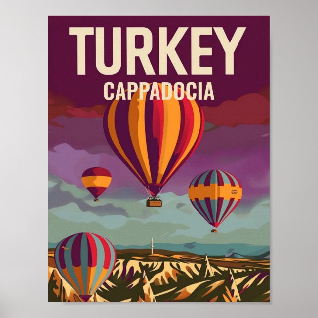 Kappadokien Türkei Vintag Berühmter Reiseort Poster (Vorne)