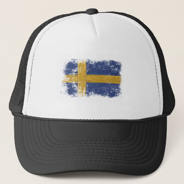 Kappe mit schmutziger Vintager Flagge von Schweden (Vorderseite)