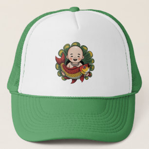 Kappe Niedlicher Junge mit Lucky Koi
