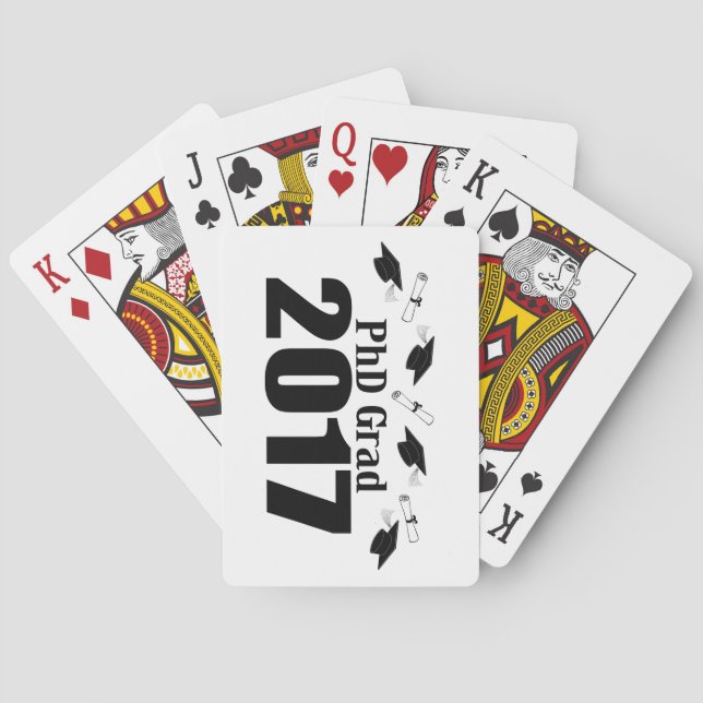 Kappen PhD-Absolvent-2017 und Diplome (Schwarzes) Spielkarten (Rückseite)