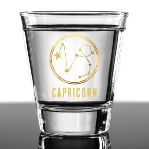 Kapricorn Zodiac Sign Astrologie Horoskop Gold Schnapsglas