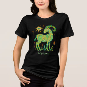 Kapricorn Zodiac-Zeichen in komplizierten Mustern Tri-Blend Shirt