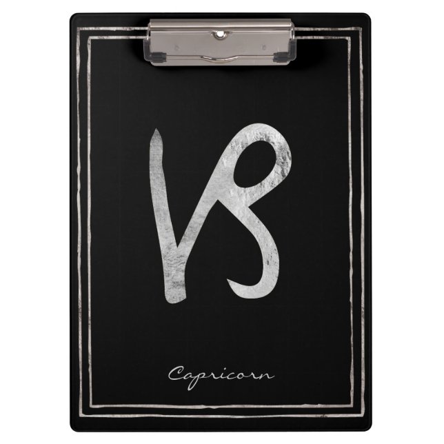 Kaprikornhammersilber stilisierte Astrologie Klemmbrett (Vorderseite)