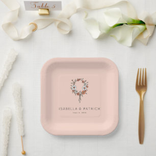 Kaprizieller Pfirsich-Blumenkranz Pappteller