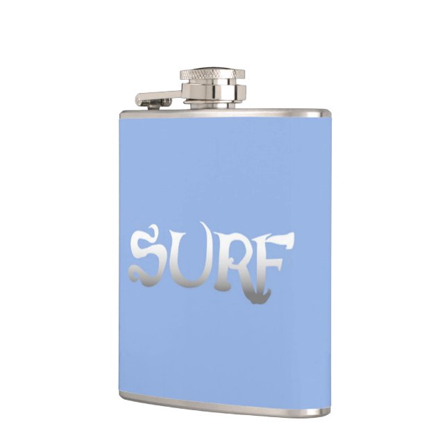Kapselflasche mit Surf-Blau Flachmann (Links)