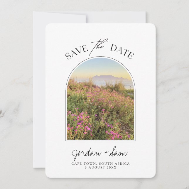 Kapstadt Hochzeitsgipfel Save the Date Einladung (Vorderseite)