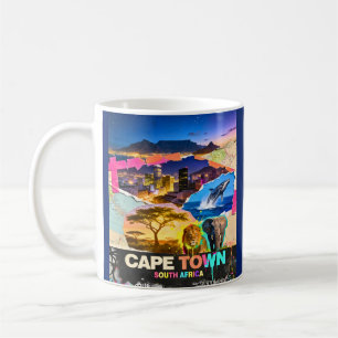 Kapstadt Südafrika Berg Meer Safari Collage Kaffeetasse