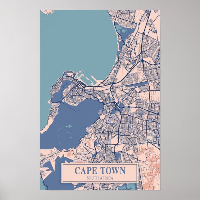 Kapstadt Südafrika Breezy City Map Reise Poster (Vorne)