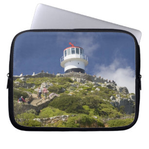 Kapstadt, Südafrika. Ein Leuchtturm auf der Laptopschutzhülle