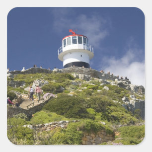 Kapstadt, Südafrika. Ein Leuchtturm auf der Quadratischer Aufkleber