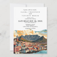 Kapstadt Südafrika Einladung zur Hochzeit Retro