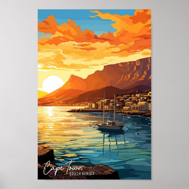 Kapstadt Südafrika Kunstreise Illustration Poster (Vorne)